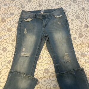 Maurices Light Blue Distressed Boot Cut Jeans